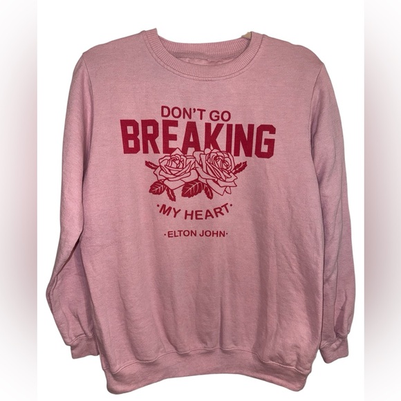 Elton John Tops - Pink “Don’t Go Breaking My Heart” Elton John Graphic Sweatshirt | Medium
